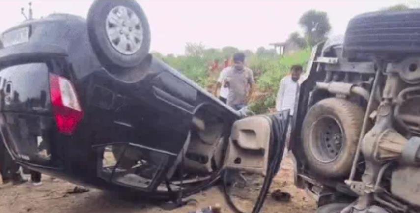 स्कॉर्पियो-कार भिड़ंत के बाद पलटी, दो महिलाओं की मौत: चार लोग घायल, 2 की हालत गभीर, बिसंनगढ़ ऐलाना के पास की घटना