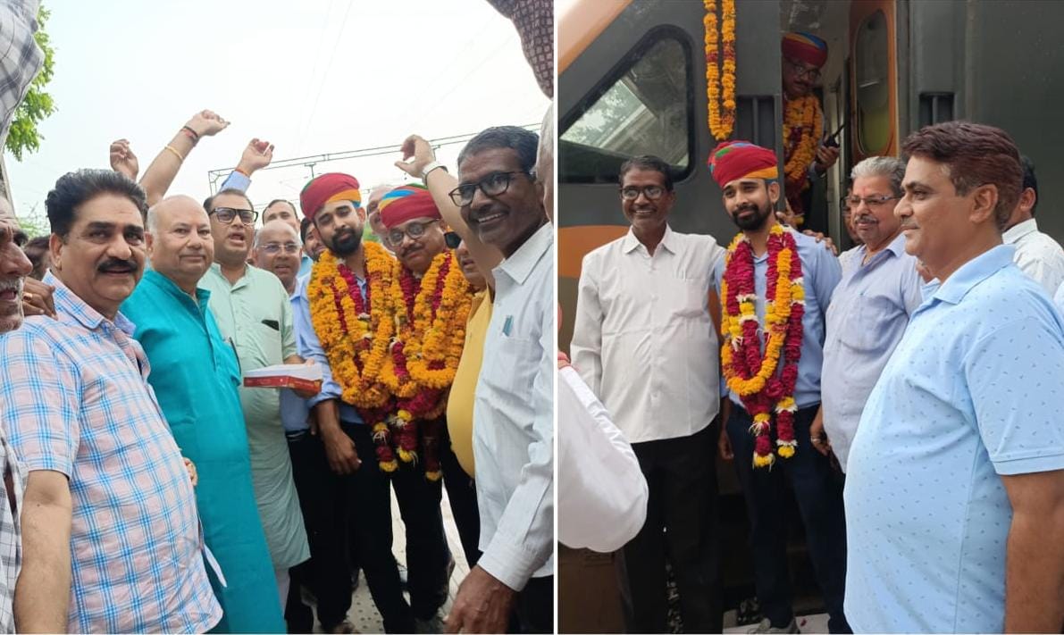 रानी रेलवे स्टेशन पर अमृत भारत एक्सप्रेस का भव्य स्वागत, भाजपा कार्यकर्ताओं में उत्साह