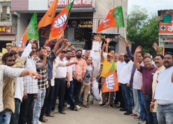 फालना में विशाल विरोध प्रदर्शन एवम् विपक्ष का जलाया पुतला