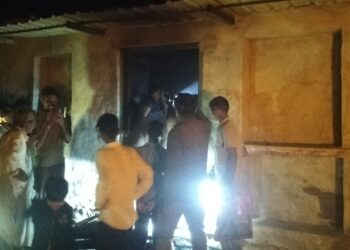 मुलेवा गाव मे बाडे मे अज्ञात कारणो से लगी आग 5 टोली चारा जलकर खाक