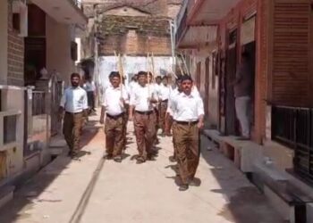 नाना मंडल का भव्य पथ संचलन नाना ग्राम में 18 अक्टूबर को आयोजित होगा, कार्यक्रम की तैयारियों को लेकर किया अभ्यास