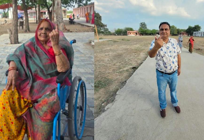 चामुंडेरी प्रसासक 100 वर्षीय माताजी के साथ किया मतदान, पूर्व सरपंच के अलावा 18 वर्षीय कसक अग्रवाल ने भी पहली बार डाला वोट